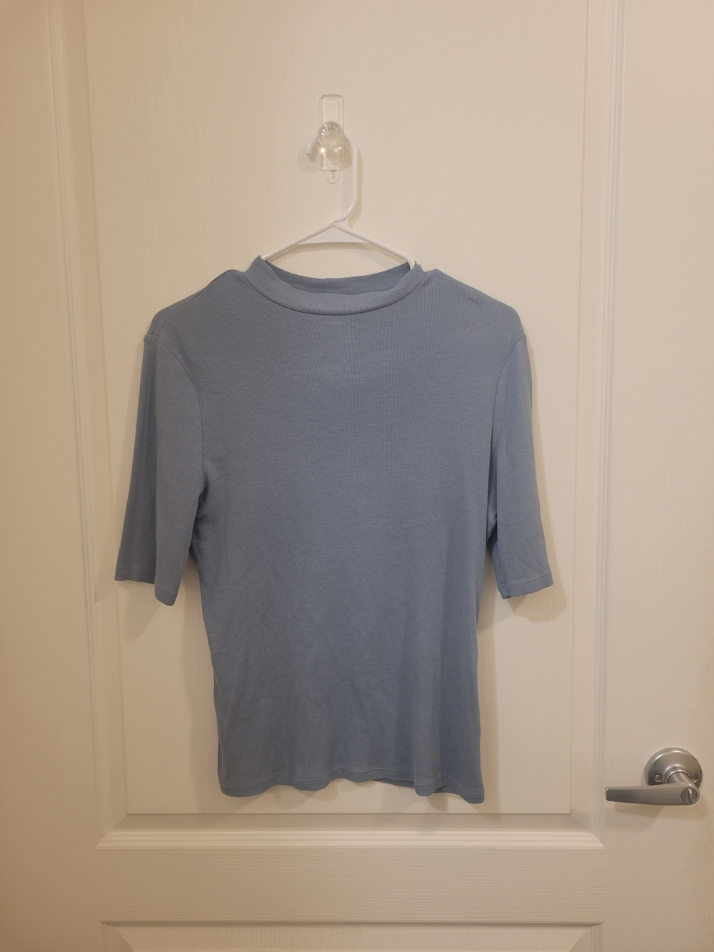 a new day Light Blue Mock Neck Short Sleeve Top